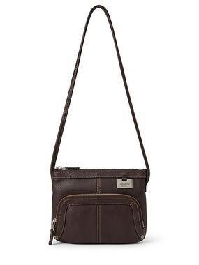 Tignanello Espresso Brown Leather Organizer Crossbody Shoulder Bag Y2K